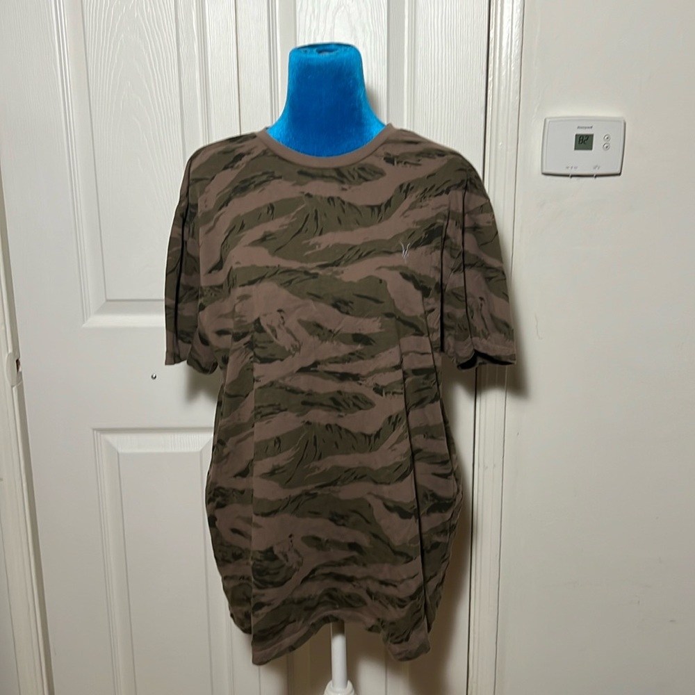 All Saints Brown and Green Short Sleeve Tee